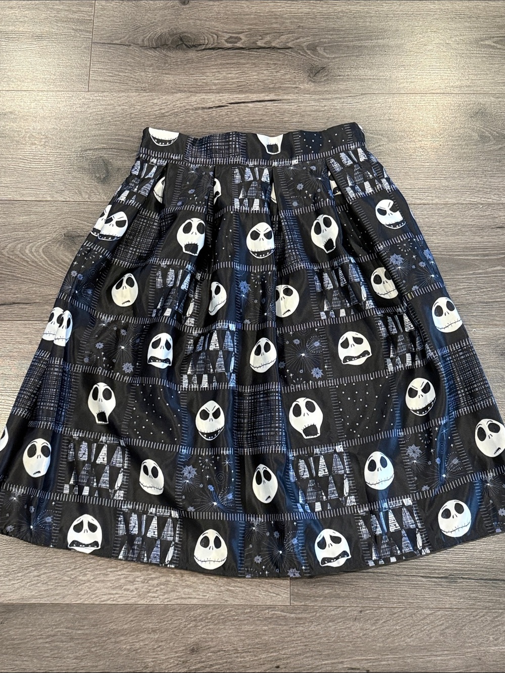 Disney Nightmare Before Christmas Black Jack Skellington Print Pleated Skirt